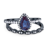 Two Piece Pear Teardrop Natural Stone Ring
