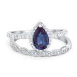 Two Piece Pear Teardrop Natural Stone Ring