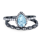 Two Piece Pear Teardrop Natural Stone Ring