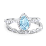 Two Piece Pear Teardrop Natural Stone Ring