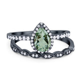 Two Piece Pear Teardrop Natural Stone Ring