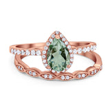 Two Piece Pear Teardrop Natural Stone Ring