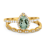 Two Piece Pear Teardrop Natural Stone Ring