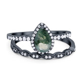 Two Piece Pear Teardrop Natural Stone Ring