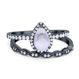Two Piece Pear Teardrop Natural Stone Ring