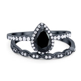 Two Piece Pear Teardrop Natural Stone Ring
