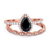 Two Piece Pear Teardrop Natural Stone Ring