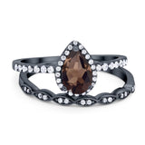 Two Piece Pear Teardrop Natural Stone Ring