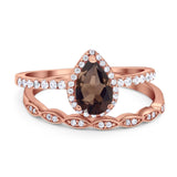 Two Piece Pear Teardrop Natural Stone Ring