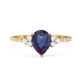 Pear Teardrop Natural Stone Wedding Ring