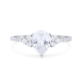 Pear Teardrop Moissanite Cluster Wedding Ring 925 Sterling Silver