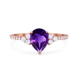 Pear Teardrop Natural Stone Wedding Ring