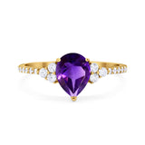 Pear Teardrop Natural Stone Wedding Ring