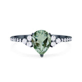 Pear Teardrop Natural Stone Wedding Ring