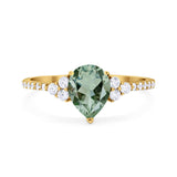Pear Teardrop Natural Stone Wedding Ring