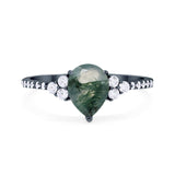 Pear Teardrop Natural Stone Wedding Ring