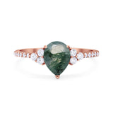 Pear Teardrop Natural Stone Wedding Ring