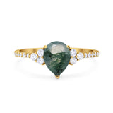 Pear Teardrop Natural Stone Wedding Ring