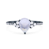 Pear Teardrop Natural Stone Wedding Ring
