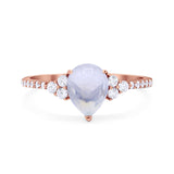 Pear Teardrop Natural Stone Wedding Ring