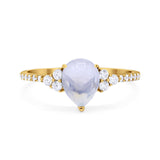 Pear Teardrop Natural Stone Wedding Ring