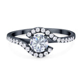 Round Natural Stone Curved Art Deco Ring