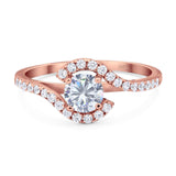 Round Natural Stone Curved Art Deco Ring