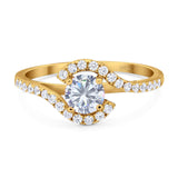 Round Natural Stone Curved Art Deco Ring