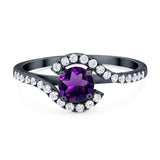 Round Natural Stone Curved Art Deco Ring