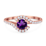 Round Natural Stone Curved Art Deco Ring