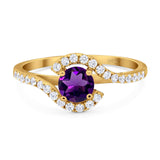 Round Natural Stone Curved Art Deco Ring