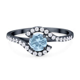 Round Natural Stone Curved Art Deco Ring