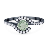 Round Natural Stone Curved Art Deco Ring