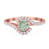 Round Natural Stone Curved Art Deco Ring