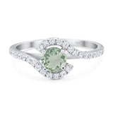 Round Natural Stone Curved Art Deco Ring