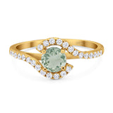 Round Natural Stone Curved Art Deco Ring