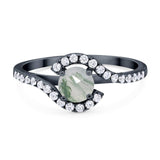 Round Natural Stone Curved Art Deco Ring