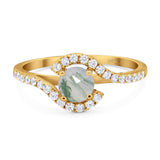 Round Natural Stone Curved Art Deco Ring