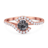 Round Natural Stone Curved Art Deco Ring