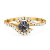 Round Natural Stone Curved Art Deco Ring