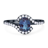 Oval Natural Stone Curved Art Deco Ring