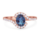 Oval Natural Stone Curved Art Deco Ring