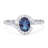 Oval Natural Stone Curved Art Deco Ring