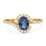 Oval Natural Stone Curved Art Deco Ring