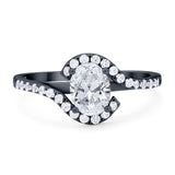 Oval Natural Stone Curved Art Deco Ring