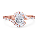 Oval Natural Stone Curved Art Deco Ring