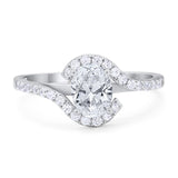 Oval Natural Stone Curved Art Deco Ring