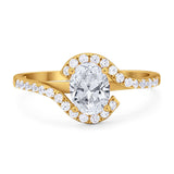 Oval Natural Stone Curved Art Deco Ring