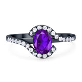 Oval Natural Stone Curved Art Deco Ring