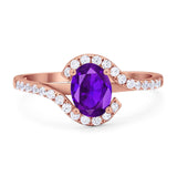 Oval Natural Stone Curved Art Deco Ring